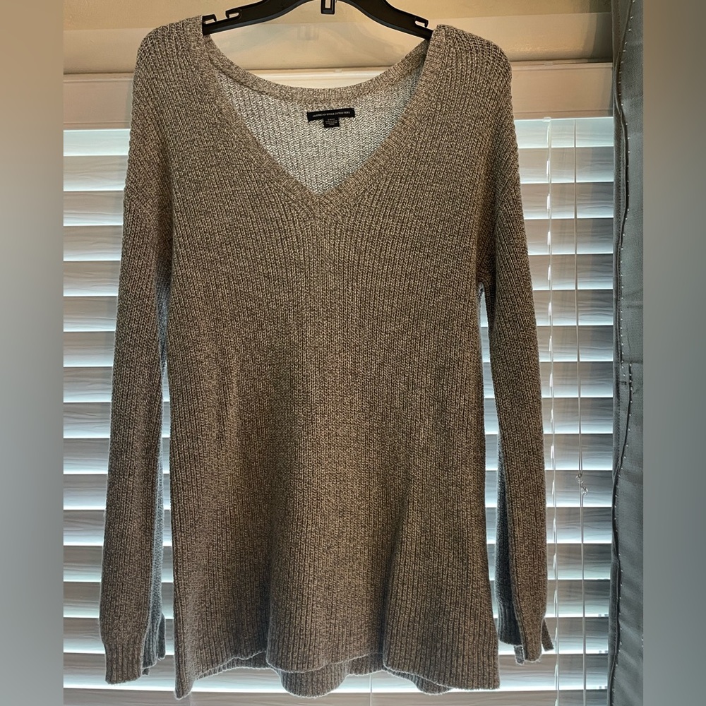 Gray knitted sweater